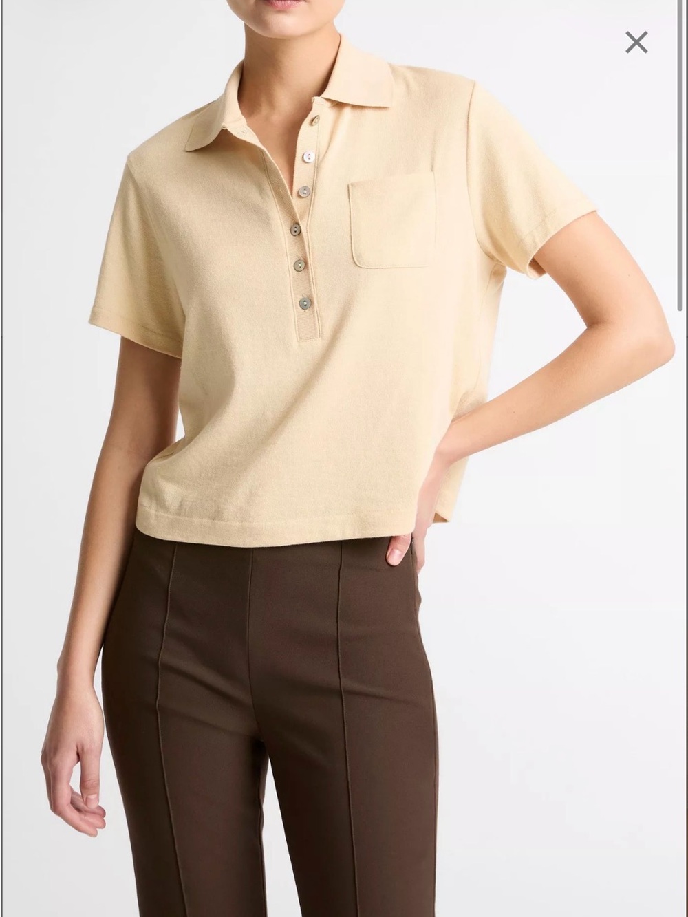 NWT Vince Cotton Cropped Pocket Polo White Size M